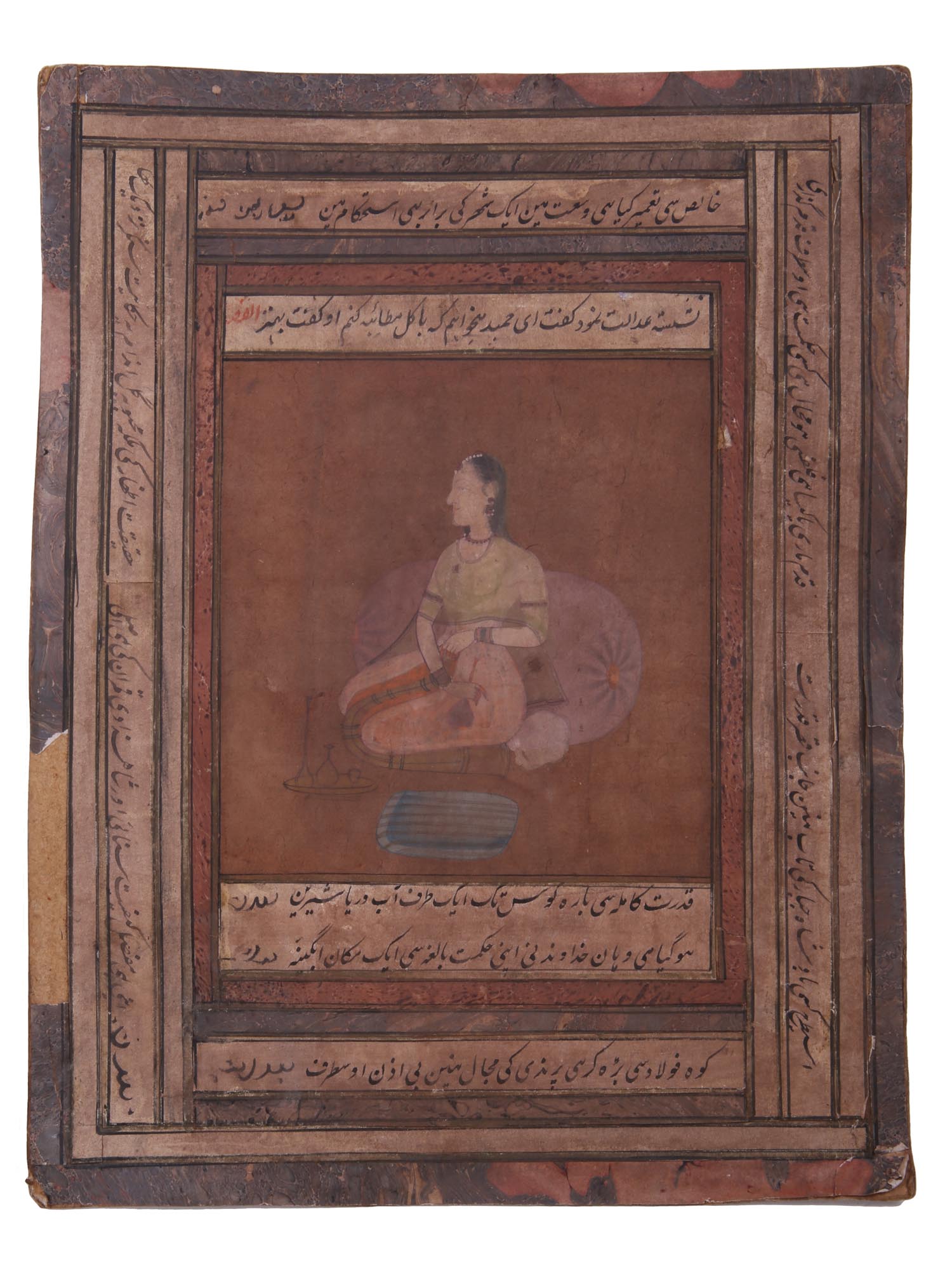 ANTIQUE INDO PERSIAN MUGHAL ART GOUACHE PAINTING PIC-0